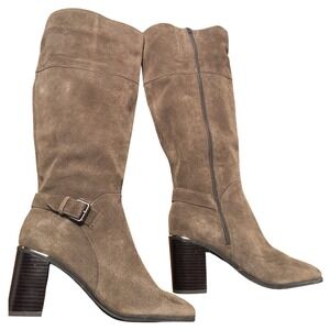 NWOT‎ Bandolino Suede Knee High Boots Block Heel Buckle Detail Size 9